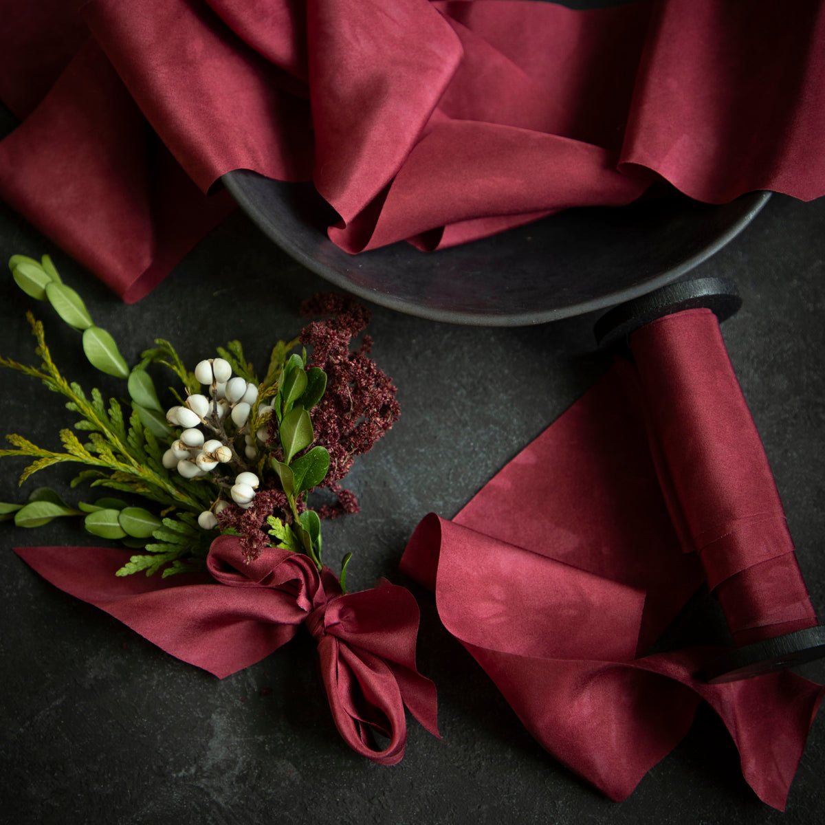 Crushed Berry silk ribbon.