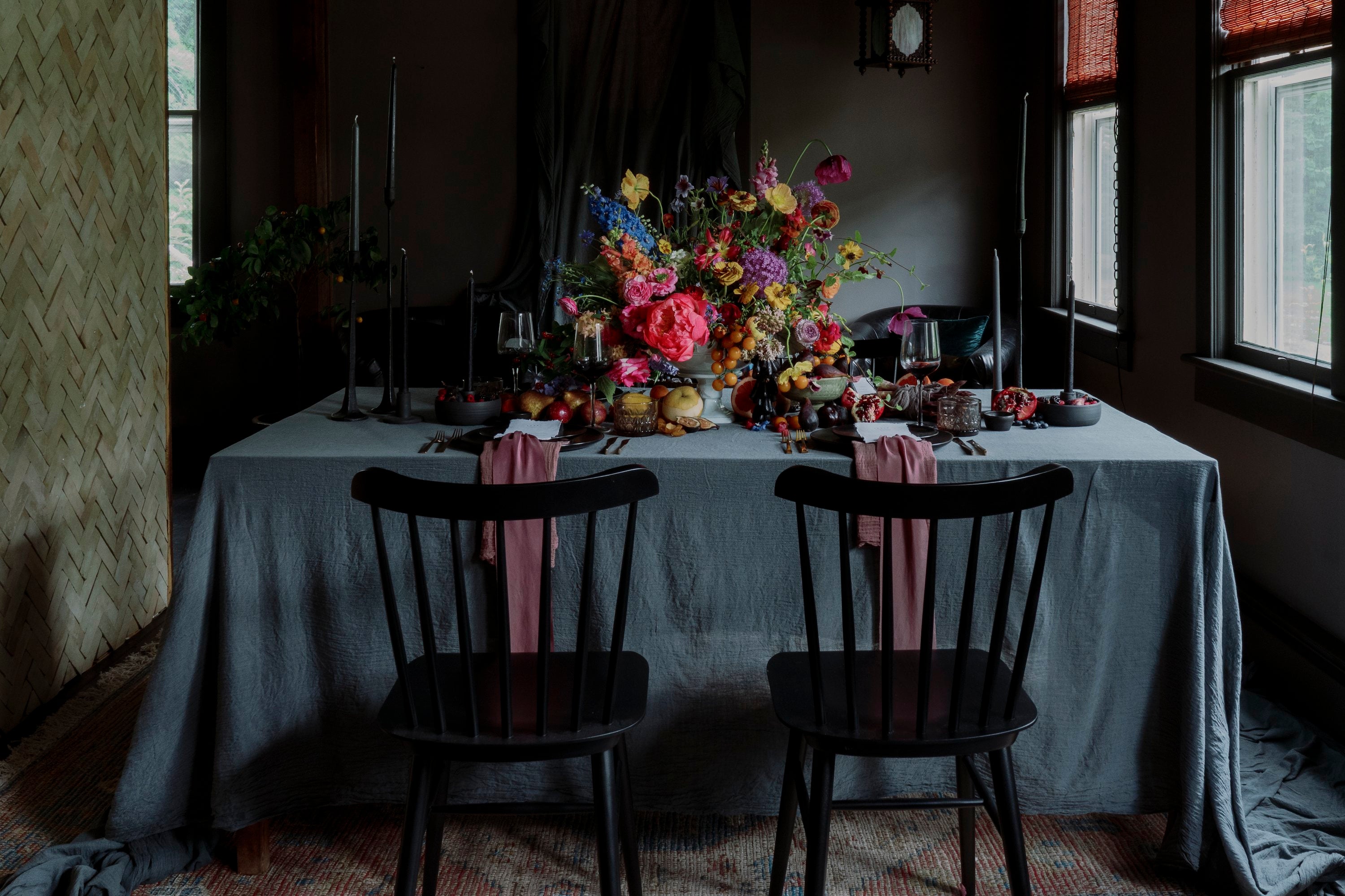 Dutch master table setting with tulipina flower arrangement photographed by celebrity wedding photographer corbin gurkin 