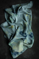 french blue eco-print designer silk scarf eco-friendly silk