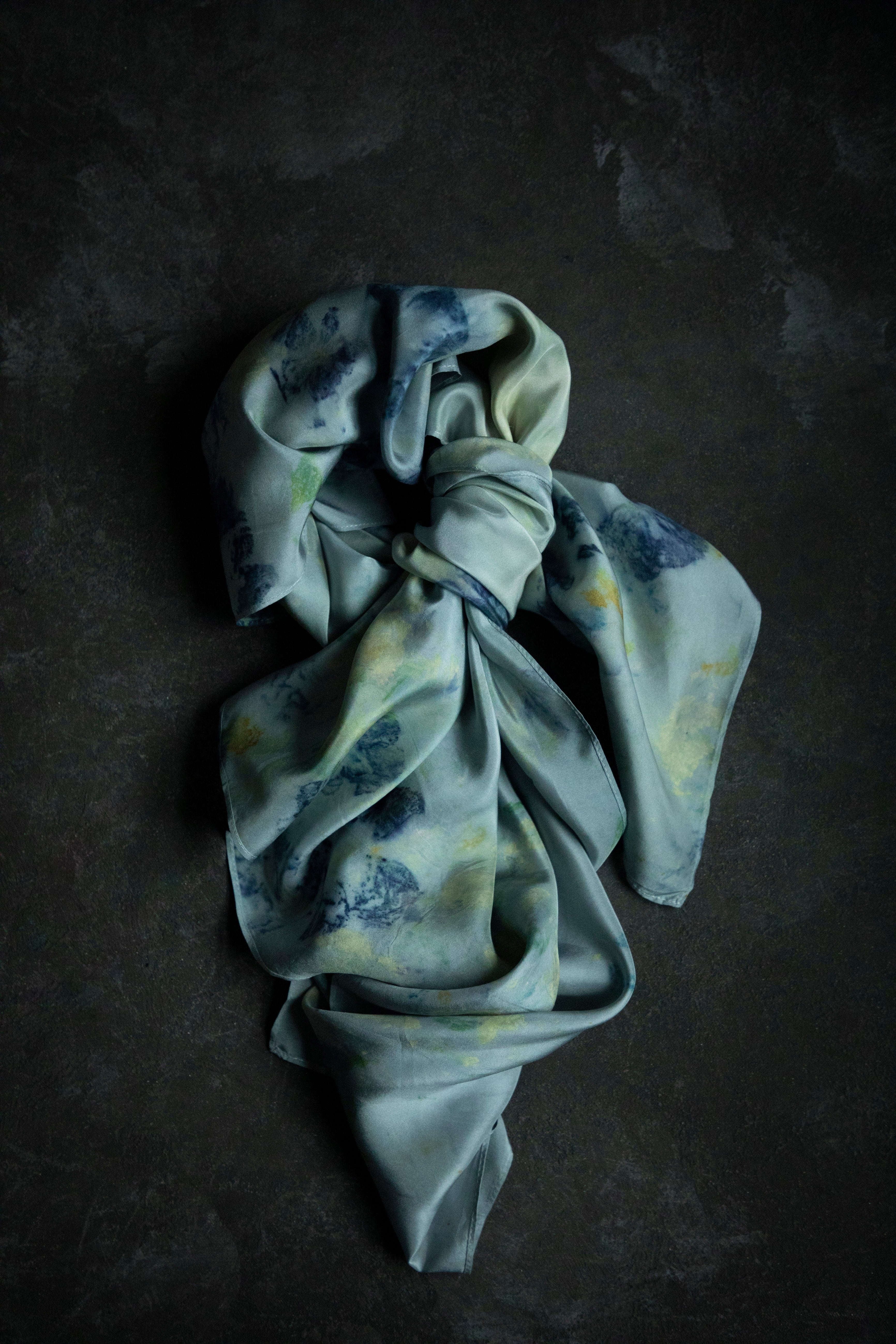 eco-print designer silk scarf eco-friendly silk