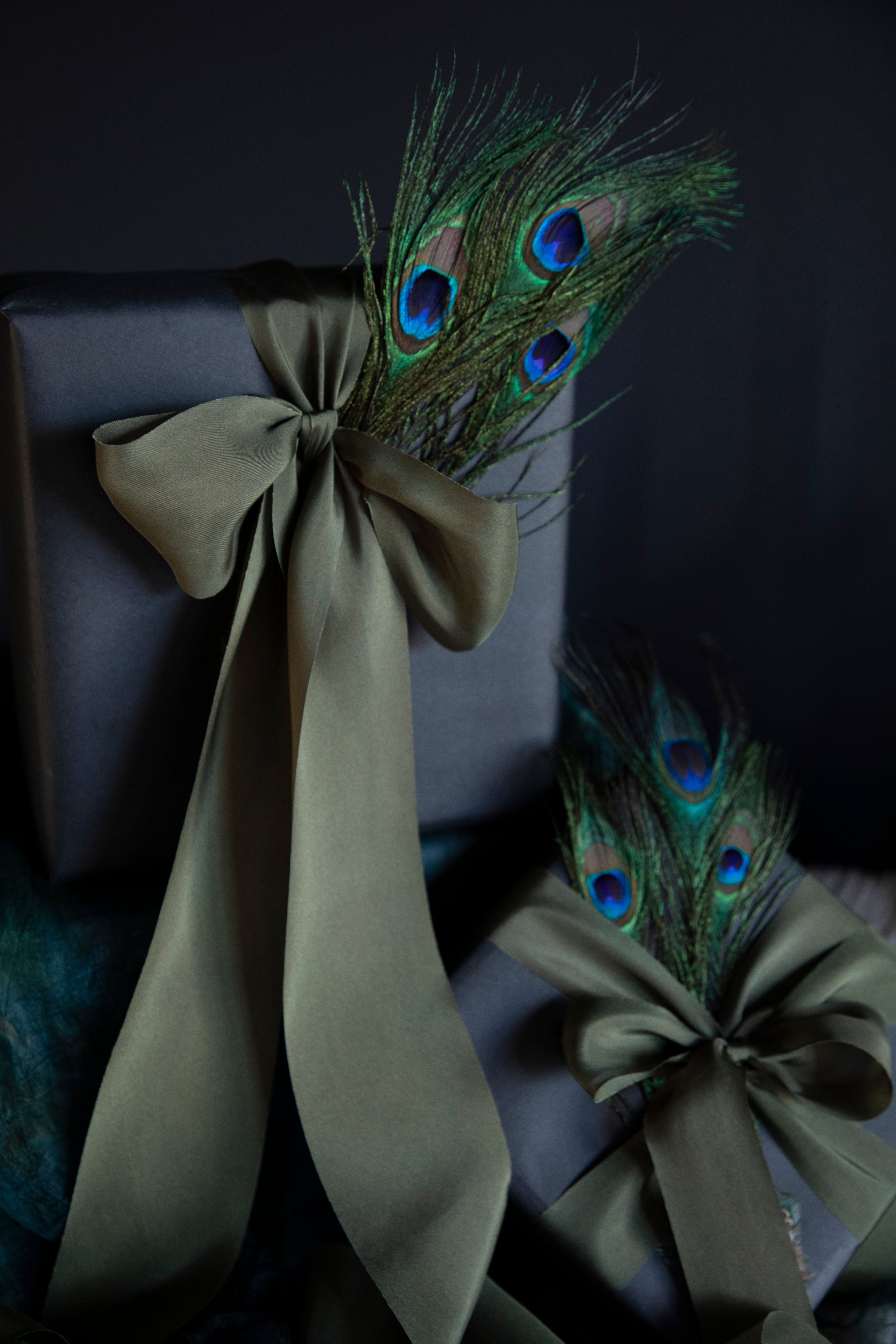 Peacock green, emerald green naturally dyed silk ribbon. emerald green wedding palette. holiday decor and gift wrapping