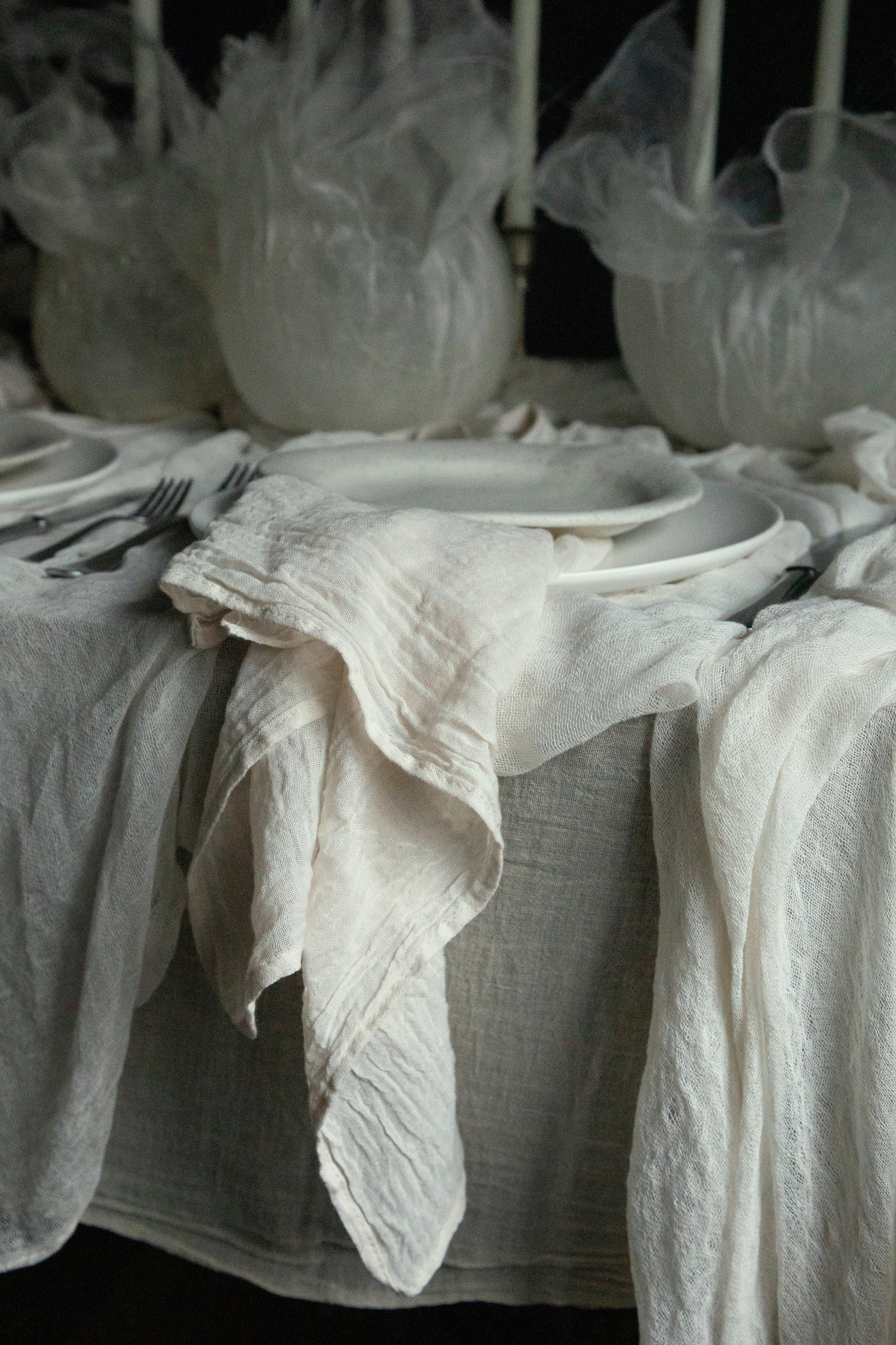 eco-friendly, sustainable solution for wedding decor. handmade custom wedding napkins.