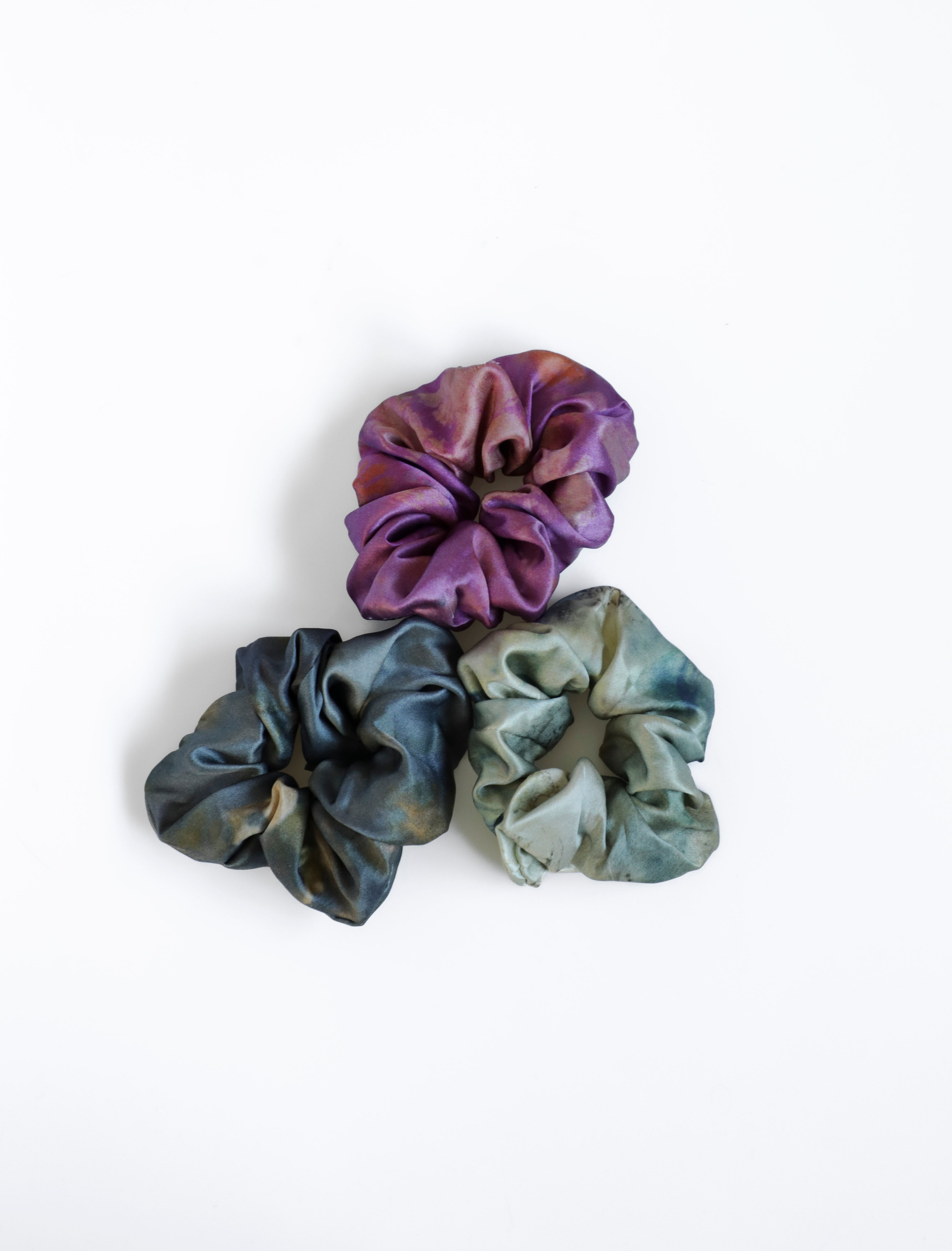 luxury silk hair scrunchie set