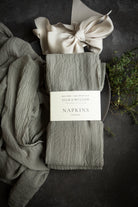 french gray sustainable cotton napkins for eco-friendly wedding and event decor.