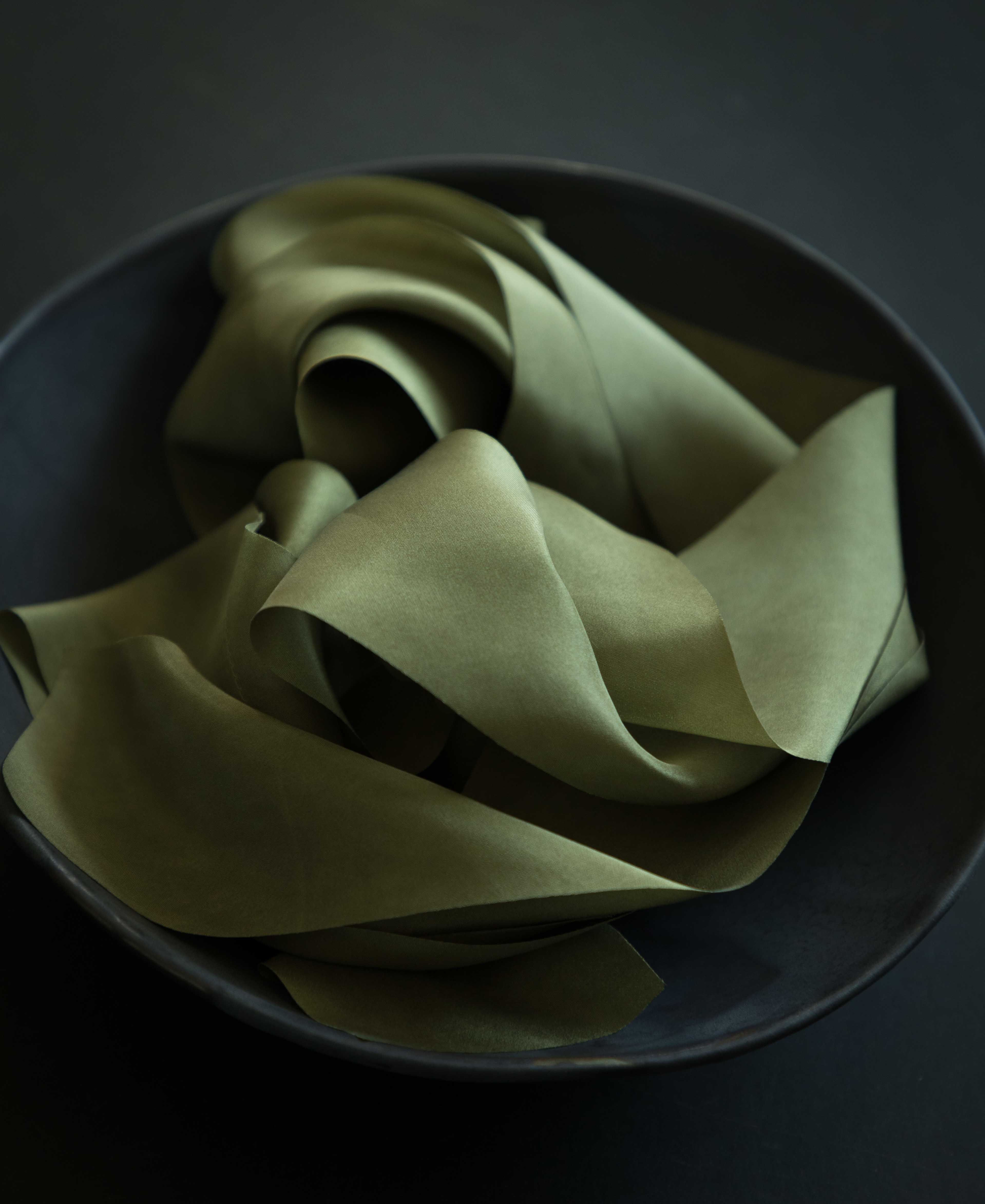 Moss, green silk ribbon – Nettle + Silk