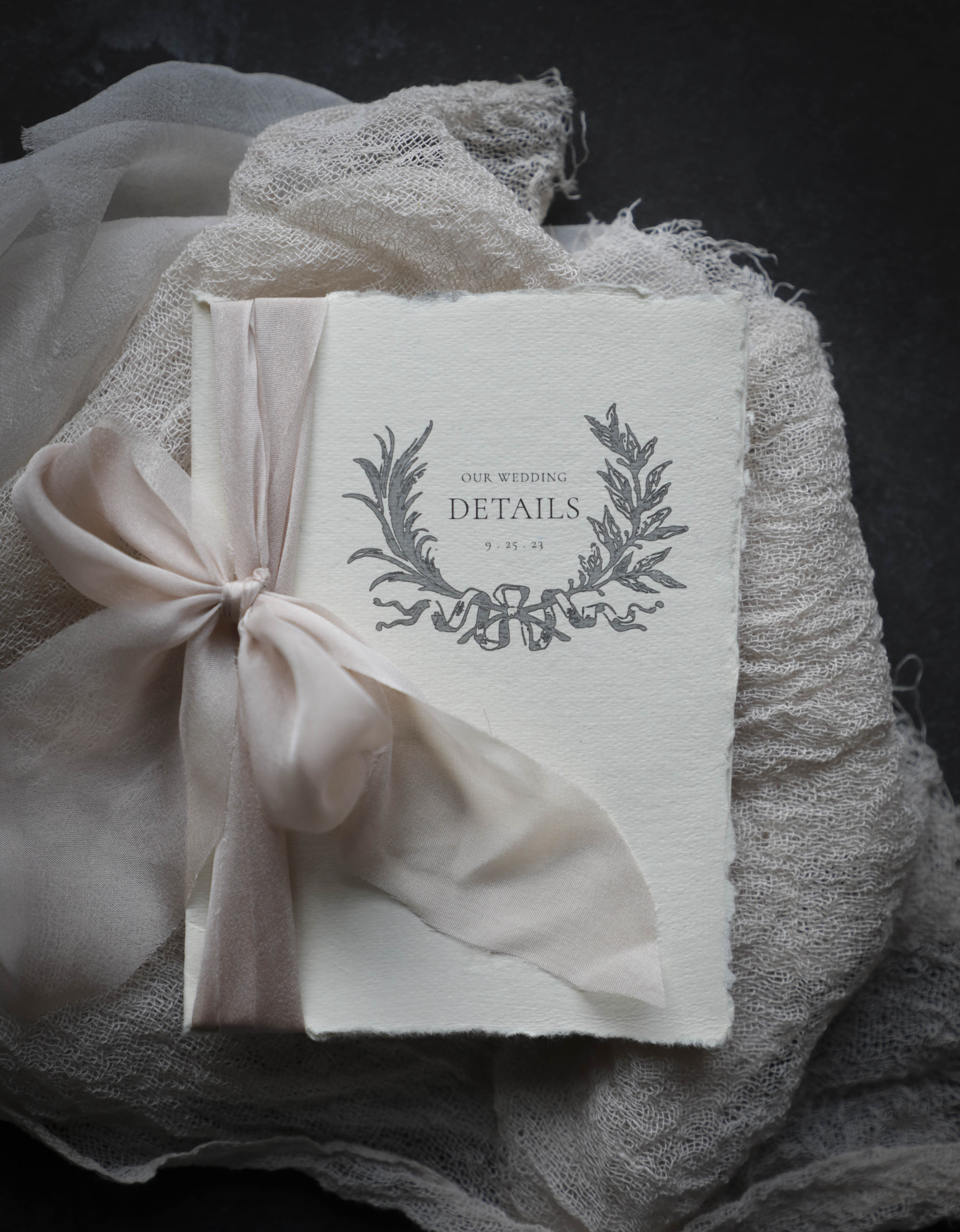 Wedding day letter, handmade paper, silk ribbon, wedding vows — Amber  LeBlanc Studio