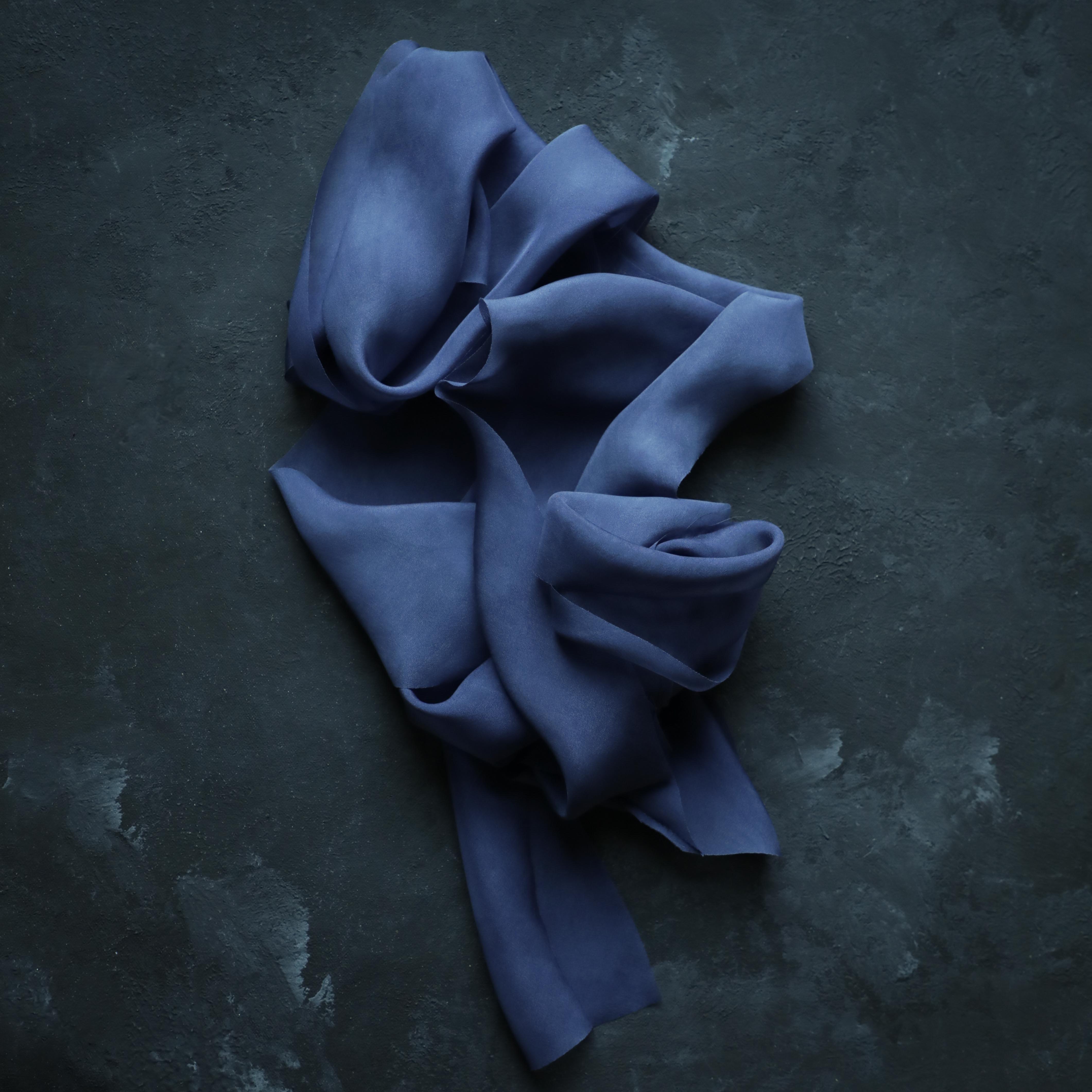 Navy Blue Flora-Satin Decorative Ribbon