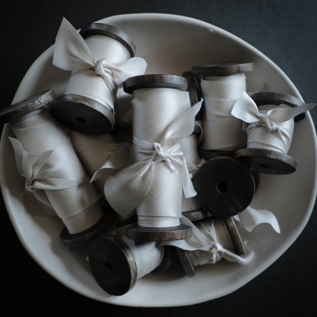 Antique White satin ribbon for bridal bouquets