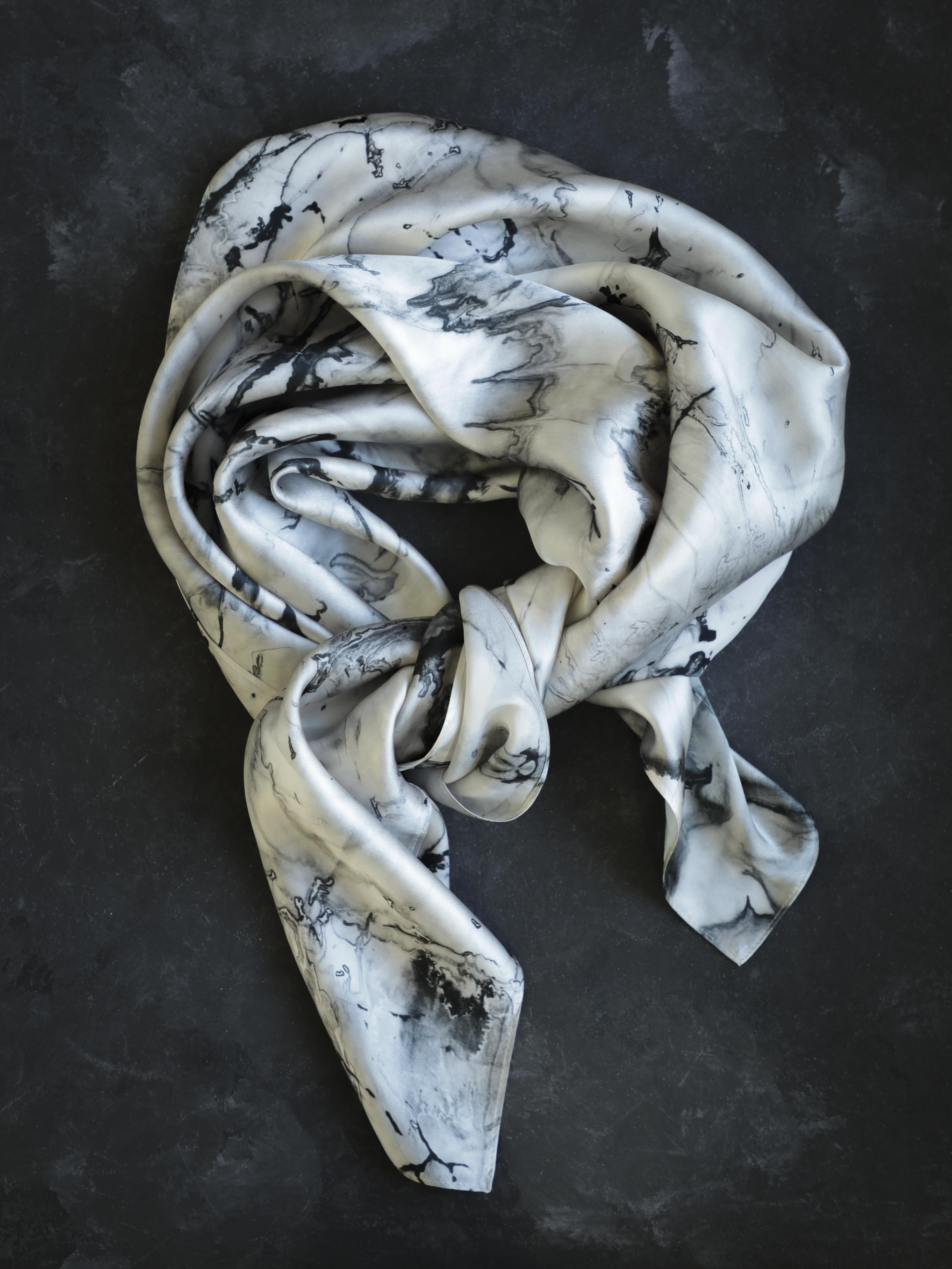 Silk Satin Scarf - Silver